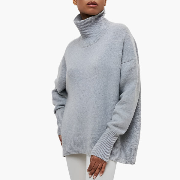 Damen Pullover mit Stehkragen und Oversize-Ärmeln – Eleganter Strickpullover für stilvolle Outfits