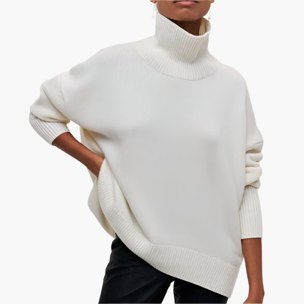 Damen Pullover mit Stehkragen und Oversize-Ärmeln – Eleganter Strickpullover für stilvolle Outfits