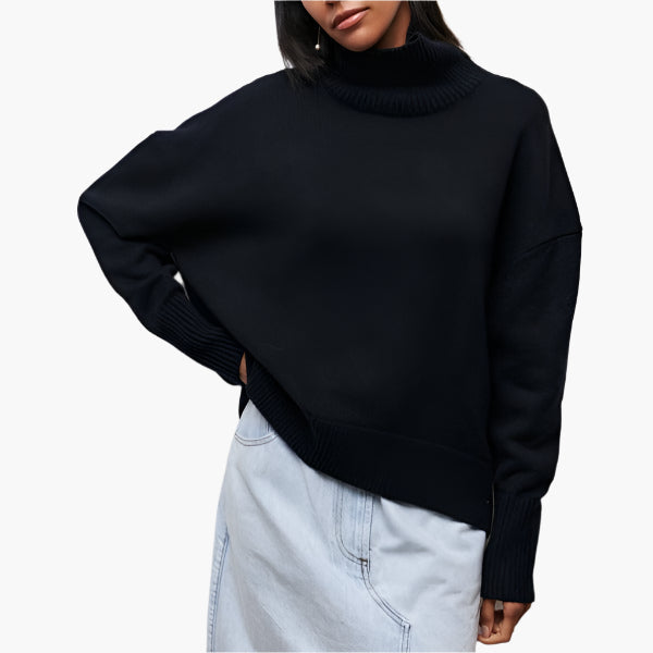 Damen Pullover mit Stehkragen und Oversize-Ärmeln – Eleganter Strickpullover für stilvolle Outfits