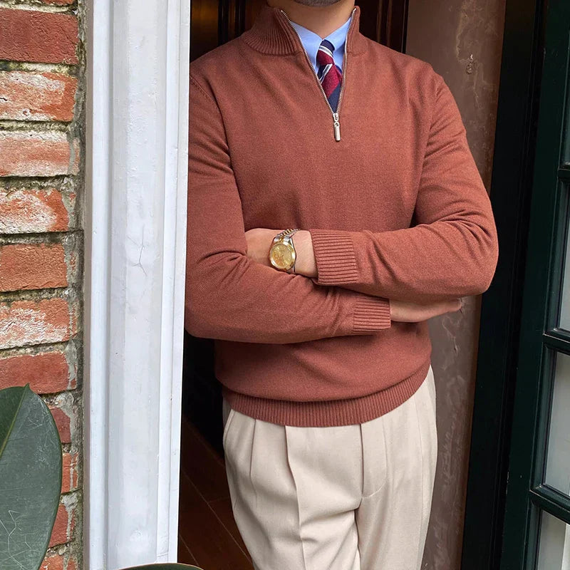 Herren Pullover mit halbem Reißverschluss – Eleganter Freizeit- und Business-Strickpullover