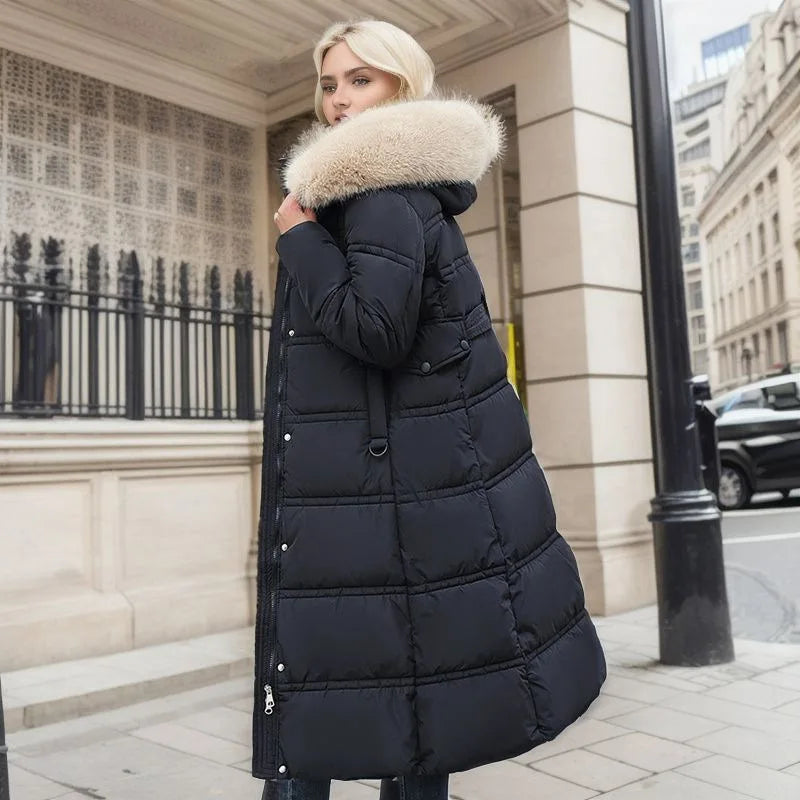 Anne - Winterjacke mit Fellkragen und Gürtel
