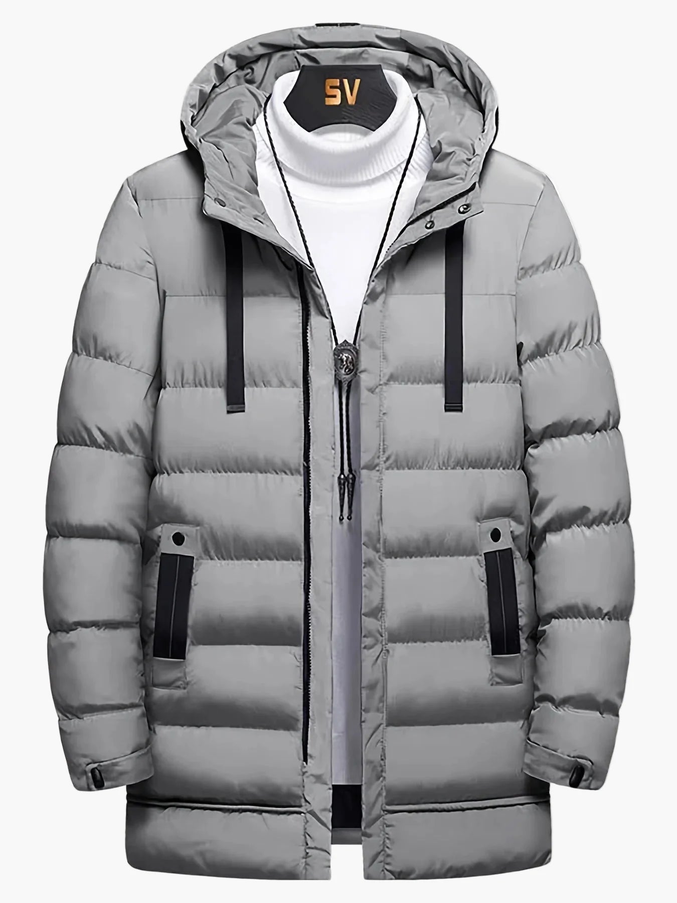 Herren Winter Steppmantel Parka Lang mit Kapuze – Lässiger Stil für Freizeit und Outdoor