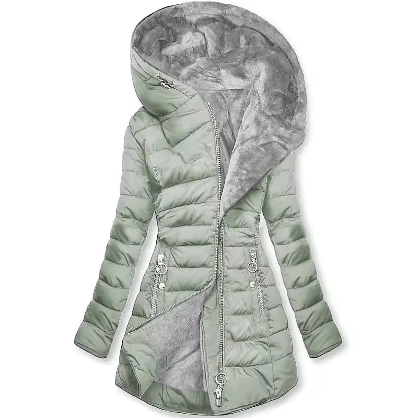 Clara - Wintermantel für Damen - Mit Fellkragen, Kapuze und Reißverschluss