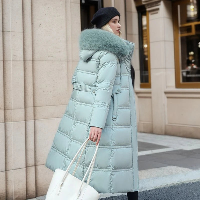 Anne - Winterjacke mit Fellkragen und Gürtel