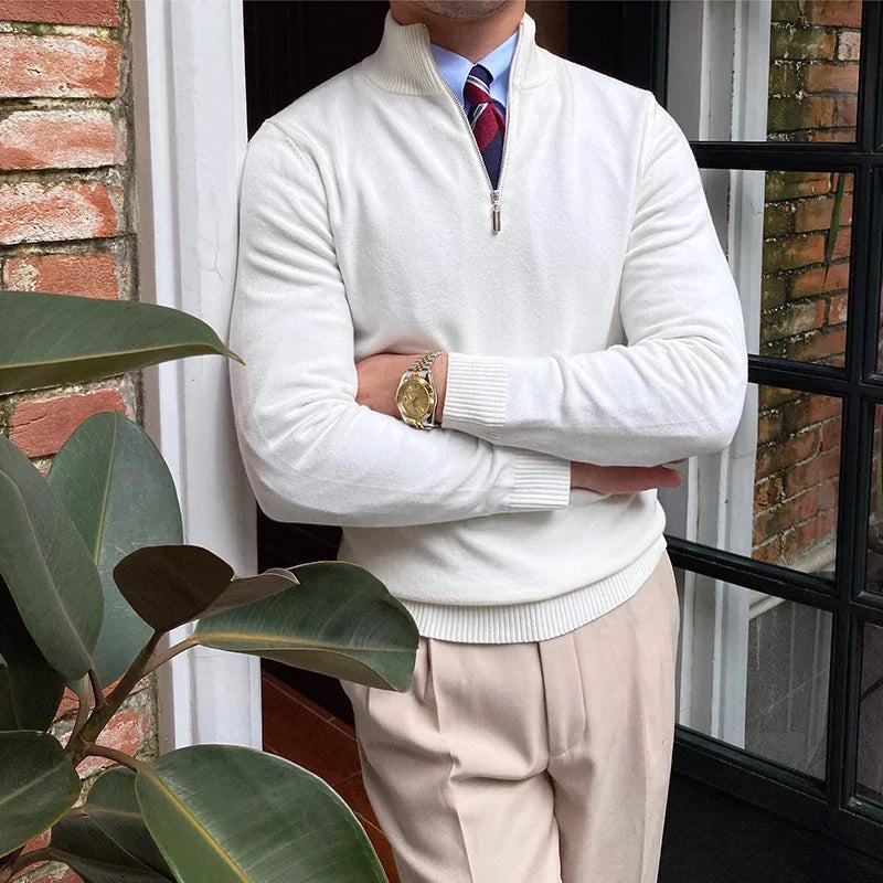 Herren Pullover mit halbem Reißverschluss – Eleganter Freizeit- und Business-Strickpullover