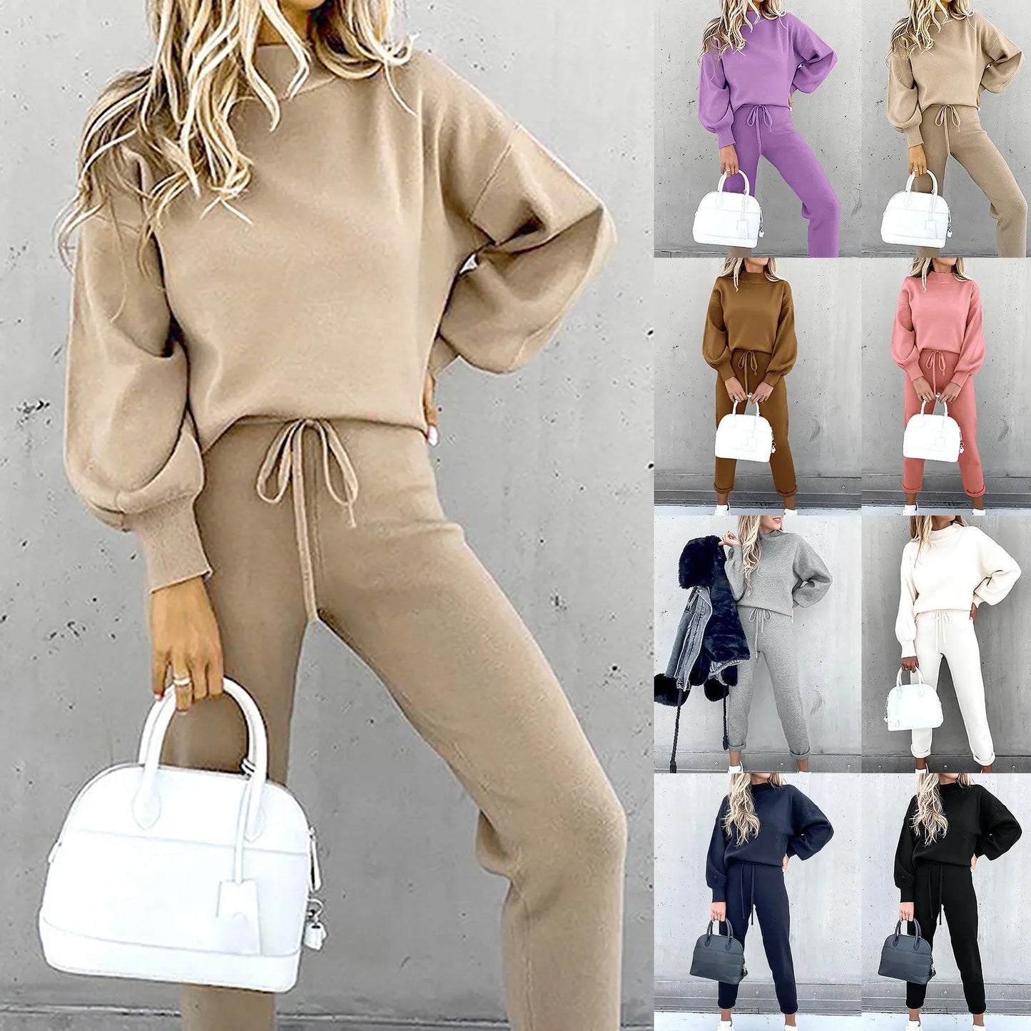 Damen Freizeit Zweiteiler Set – Modischer Sweatsuit mit Pullover und weitem Bein, Streetwear & Loungewear