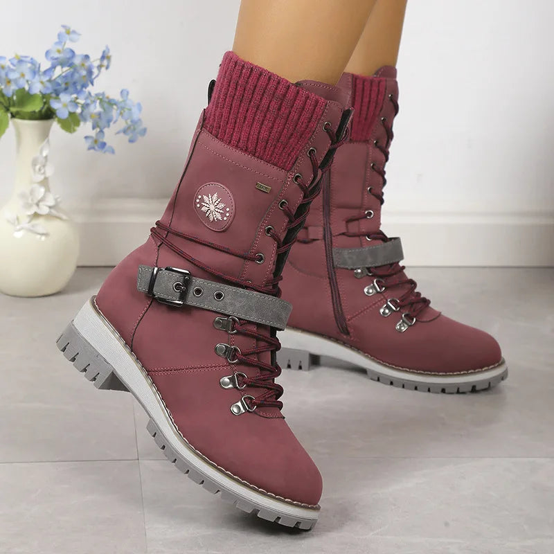 Theresa – Modische Schnürstiefel mit Plateau und dicker Sohle