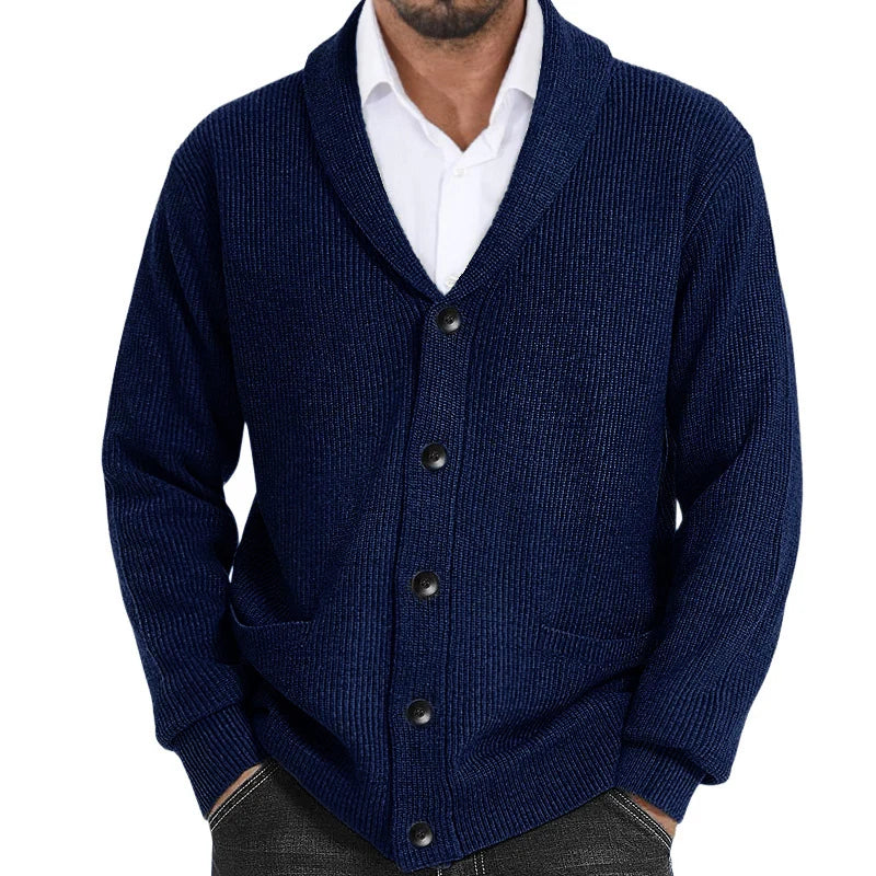 Cardigans en tricot pour hommes, pull décontracté, cardigans monochromes, revers boutonné, veste en tricot, pulls vintage pour hommes, automne, hiver, 2024