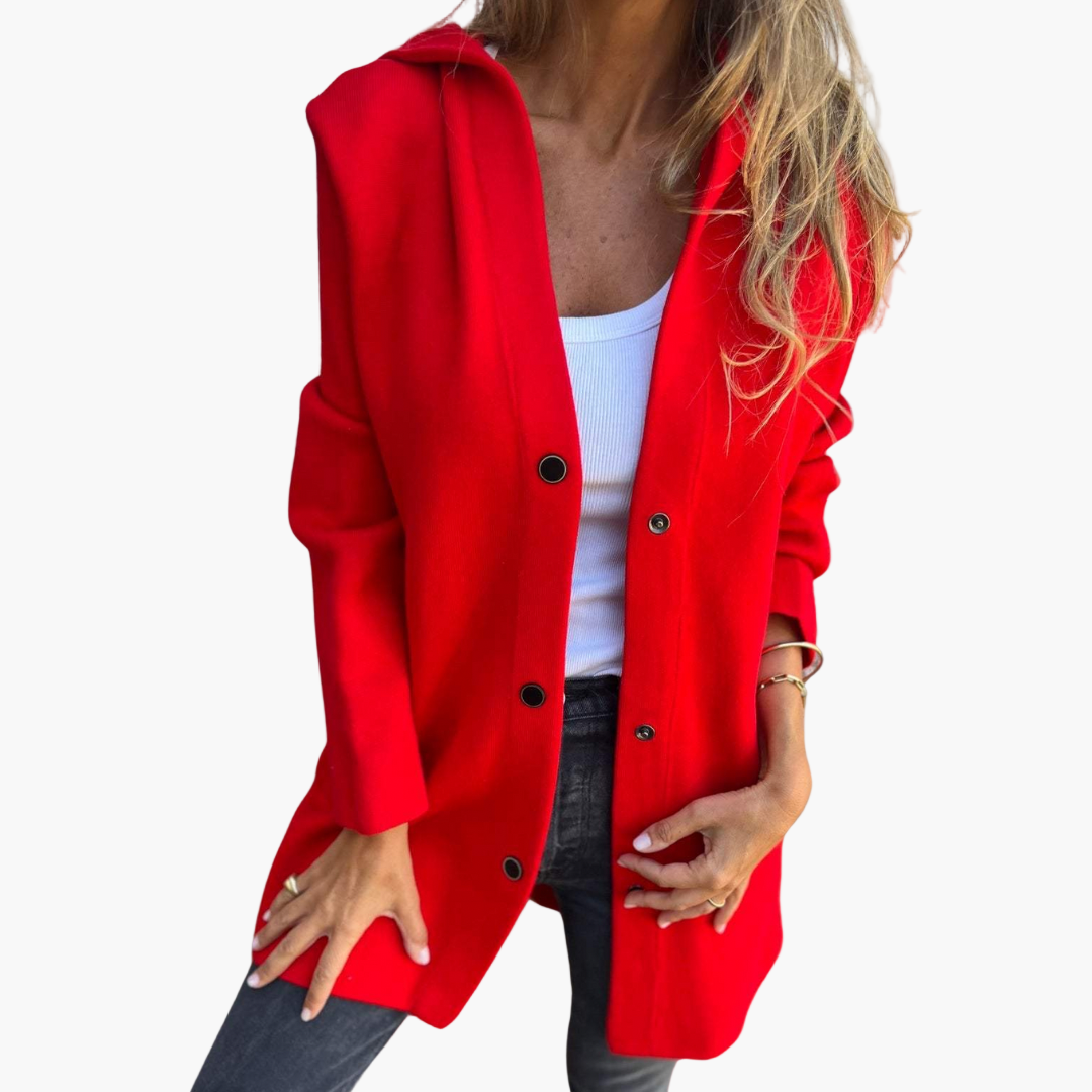 Damen Casual Single-Breasted Kapuzenjacke – Lässige Übergangsjacke mit Kapuze und Knopfverschluss, ideal für Alltag und Freizeit