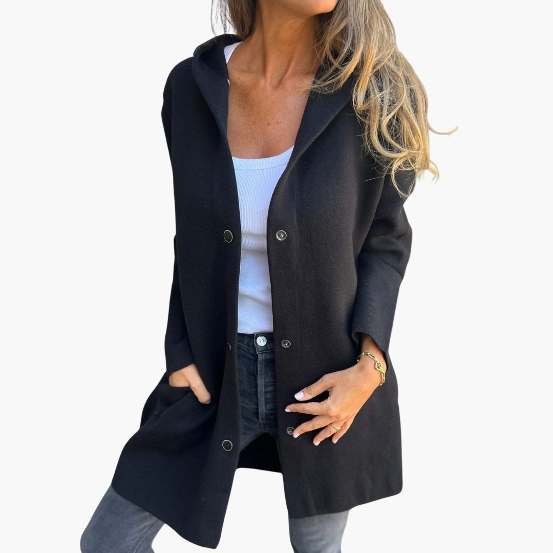 Damen Casual Single-Breasted Kapuzenjacke – Lässige Übergangsjacke mit Kapuze und Knopfverschluss, ideal für Alltag und Freizeit