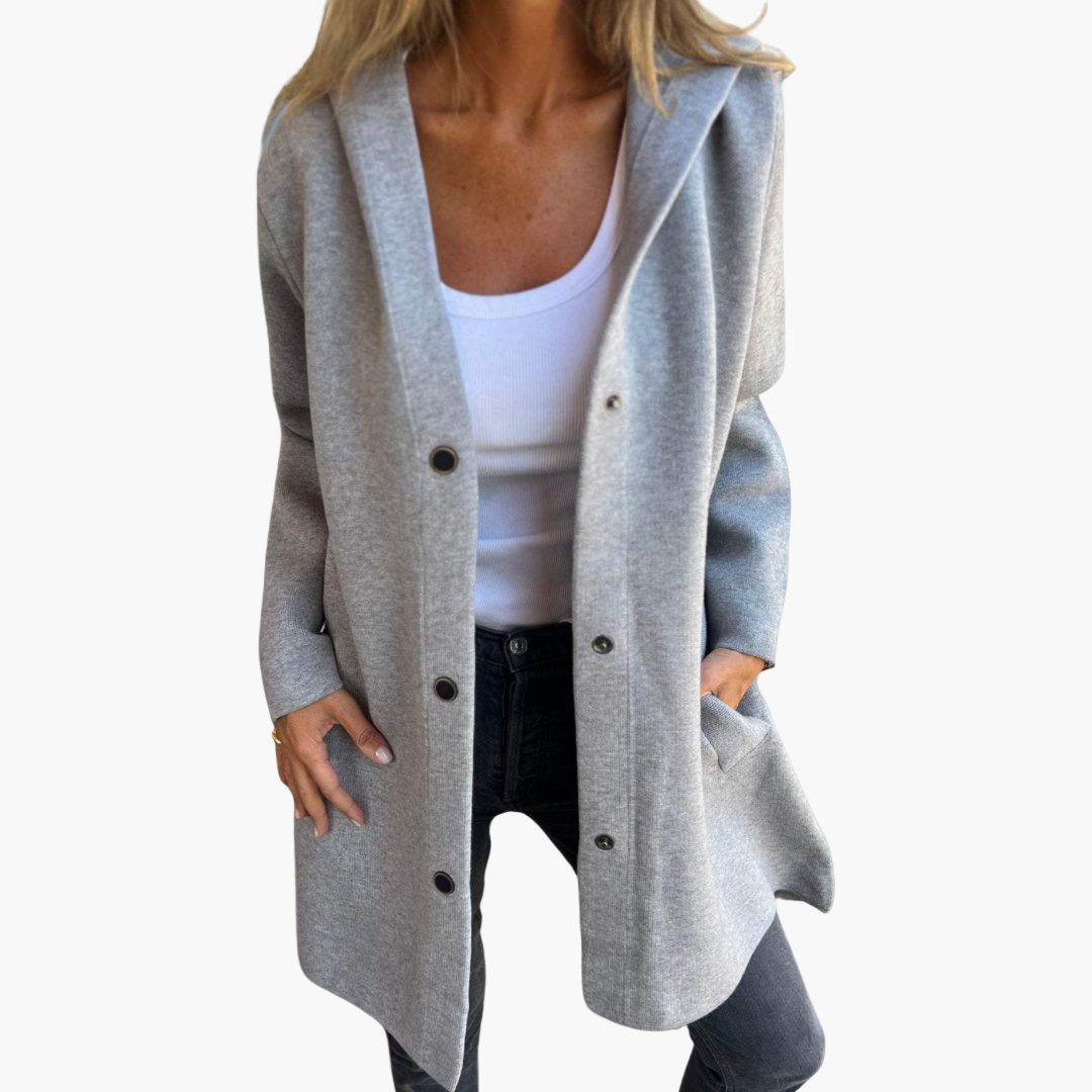 Damen Casual Single-Breasted Kapuzenjacke – Lässige Übergangsjacke mit Kapuze und Knopfverschluss, ideal für Alltag und Freizeit