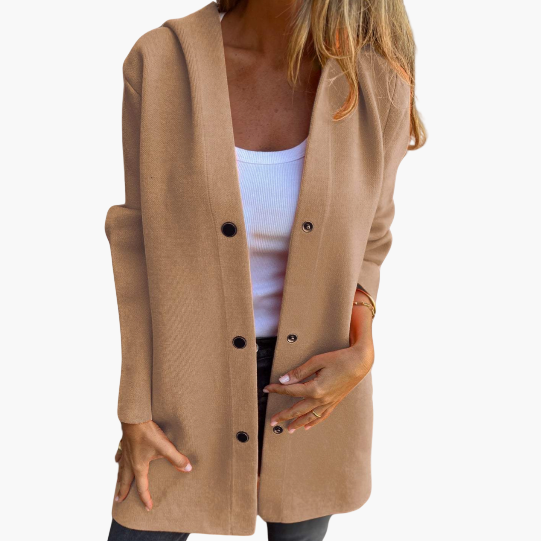Damen Casual Single-Breasted Kapuzenjacke – Lässige Übergangsjacke mit Kapuze und Knopfverschluss, ideal für Alltag und Freizeit