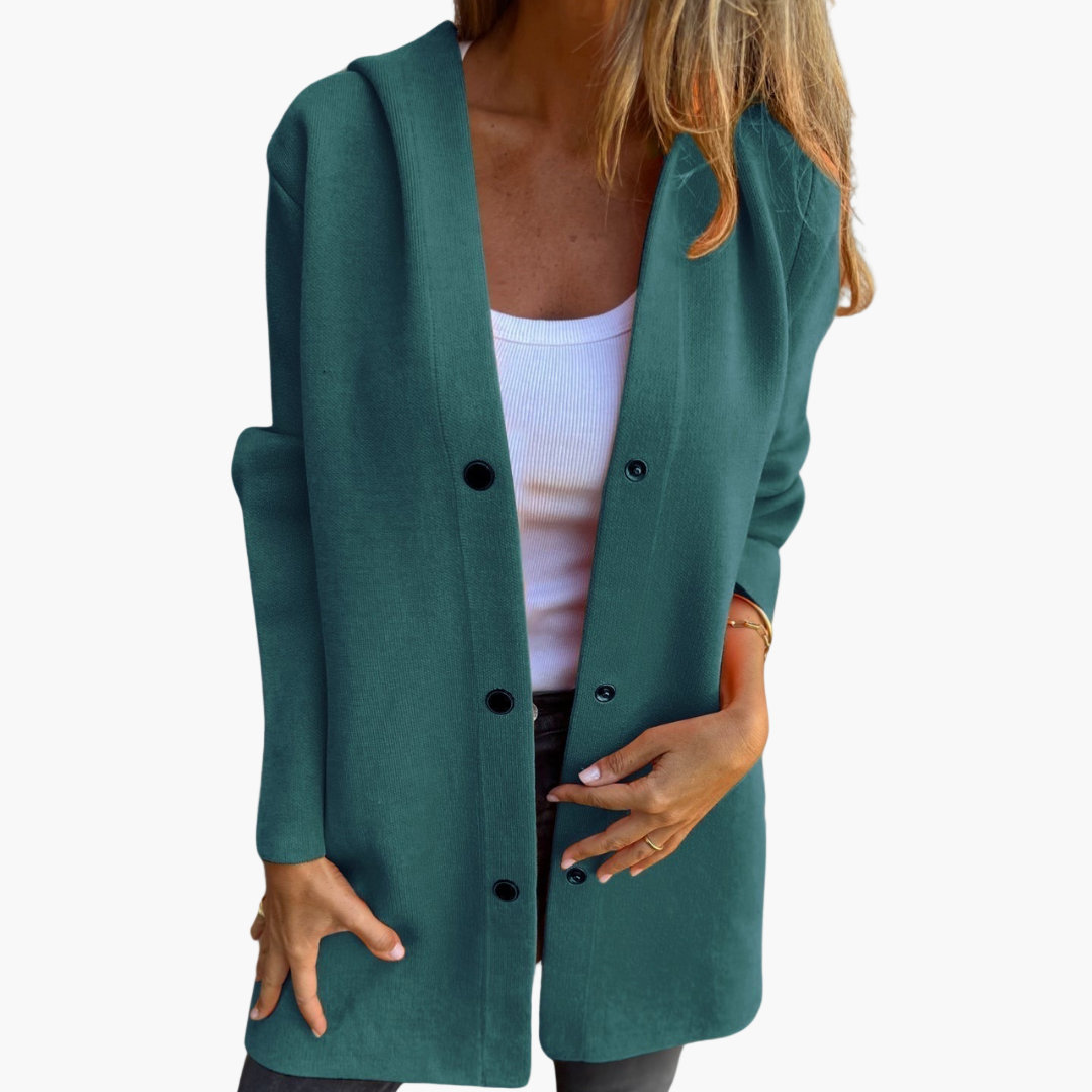 Damen Casual Single-Breasted Kapuzenjacke – Lässige Übergangsjacke mit Kapuze und Knopfverschluss, ideal für Alltag und Freizeit