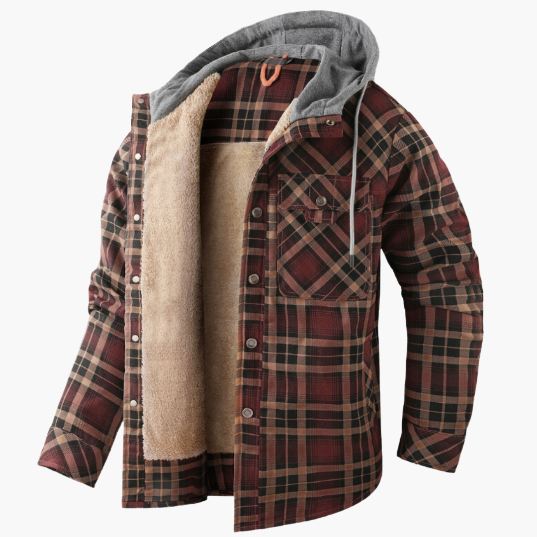 Herren Flanelljacke mit Kapuze – Gefüttertes Holzfällerhemd für Outdoor und Freizeit