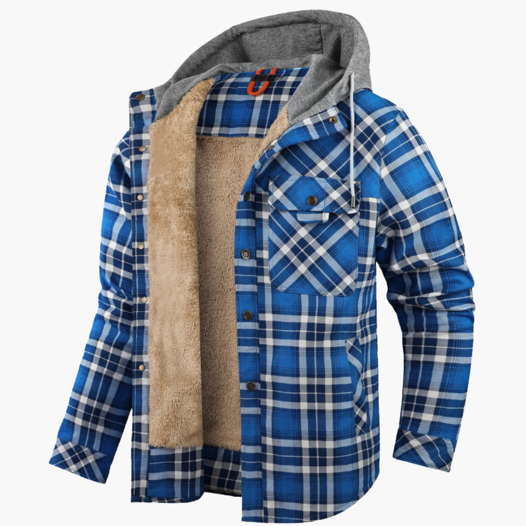 Herren Flanelljacke mit Kapuze – Gefüttertes Holzfällerhemd für Outdoor und Freizeit