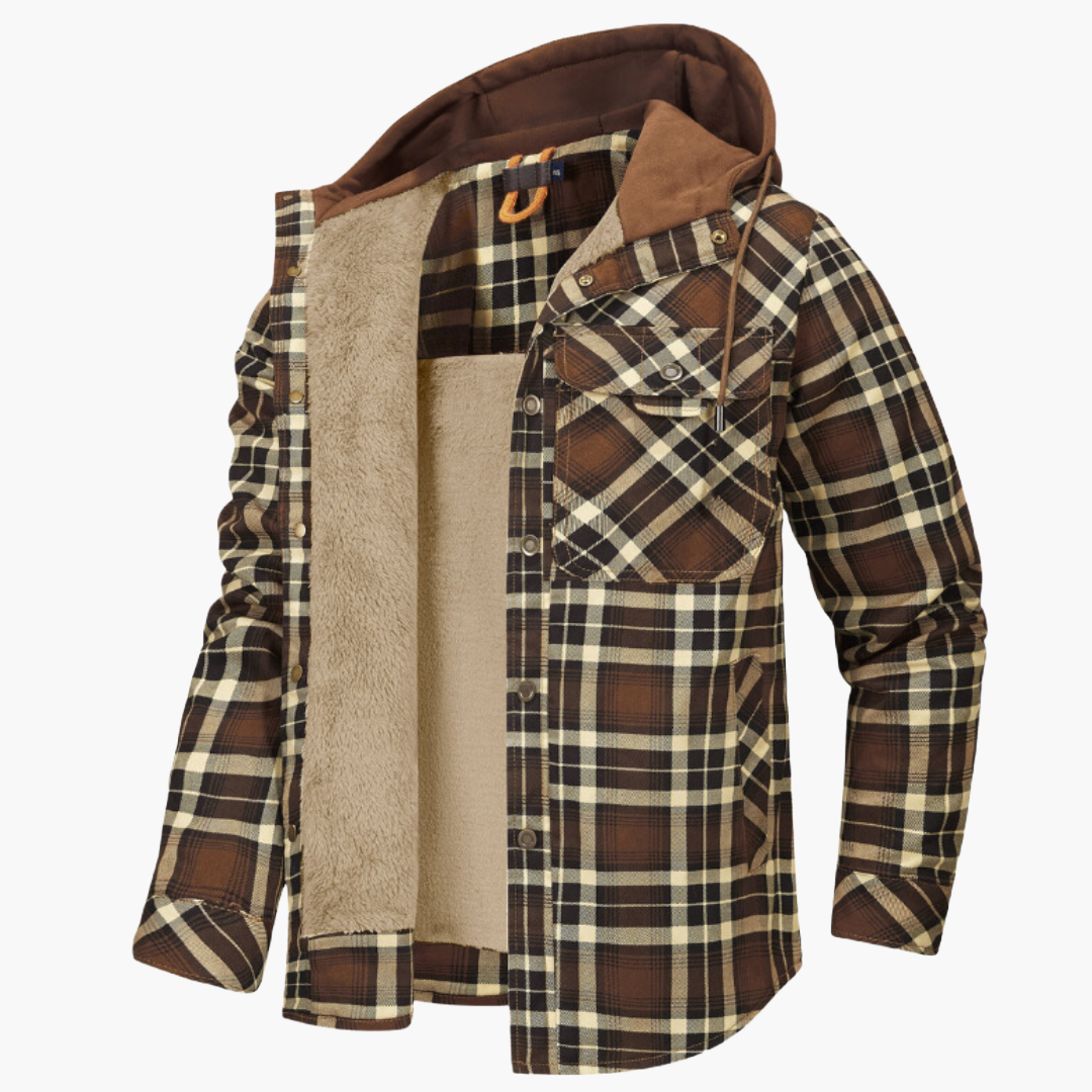 Herren Flanelljacke mit Kapuze – Gefüttertes Holzfällerhemd für Outdoor und Freizeit