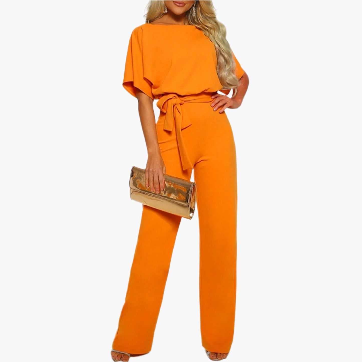 Damen Eleganter Jumpsuit mit Gürtel und weitem Bein – Perfekt für besondere Anlässe