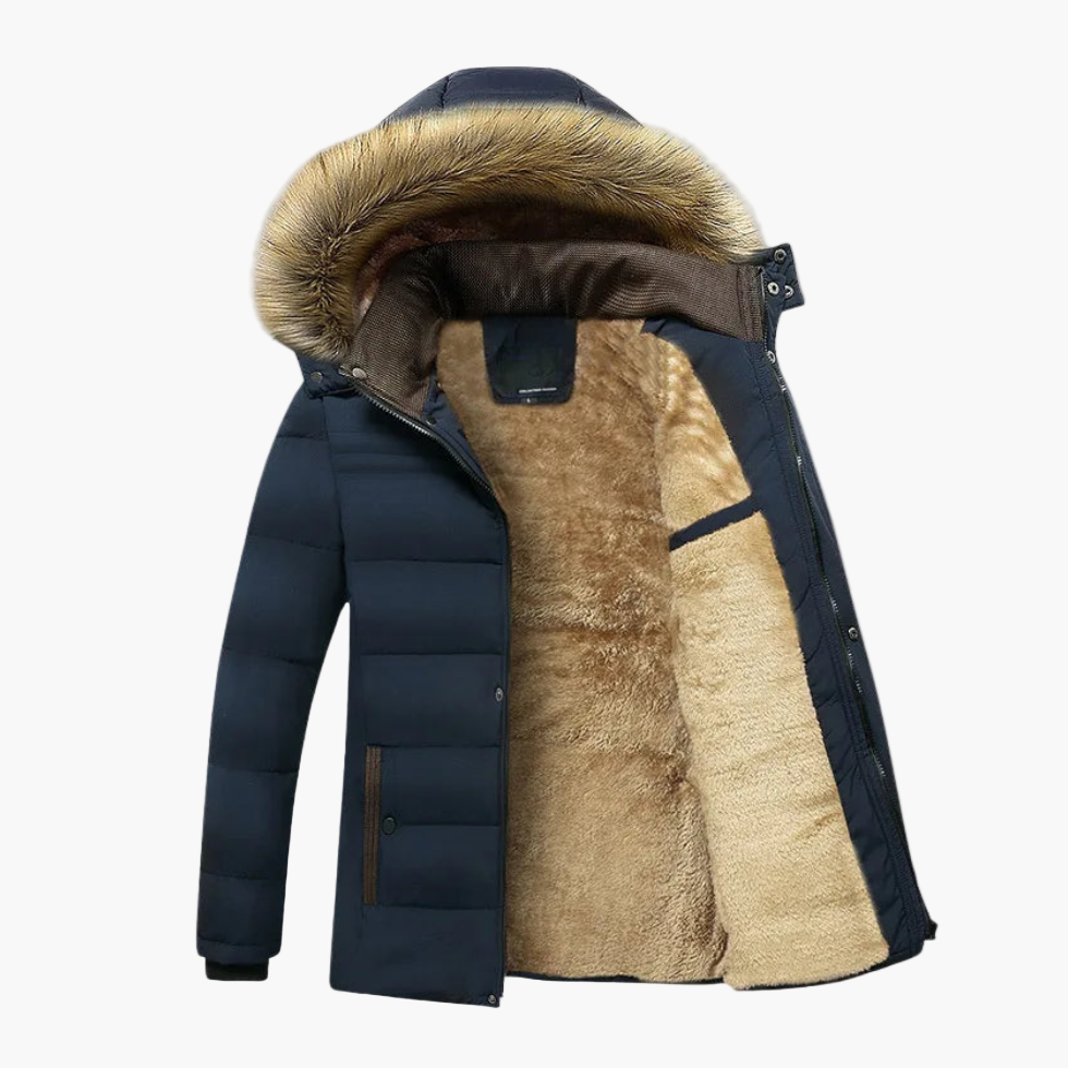 Herren Winterparka mit Kapuze und Kunstfell – Gefütterte Allwetterjacke für Outdoor und Alltag
