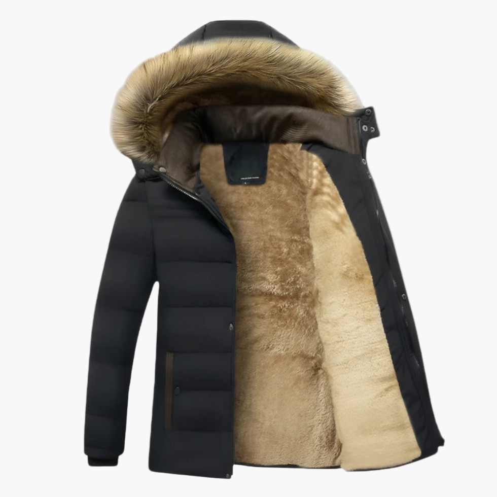 Herren Winterparka mit Kapuze und Kunstfell – Gefütterte Allwetterjacke für Outdoor und Alltag