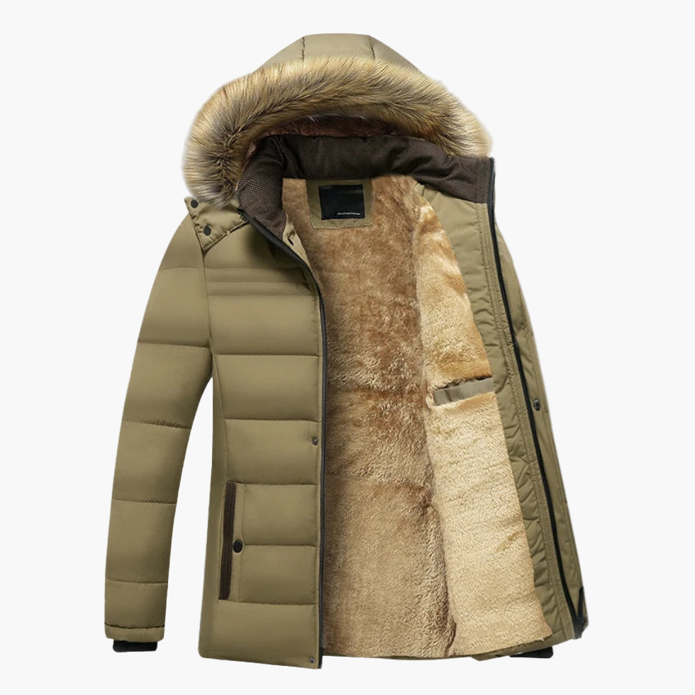 Herren Winterparka mit Kapuze und Kunstfell – Gefütterte Allwetterjacke für Outdoor und Alltag