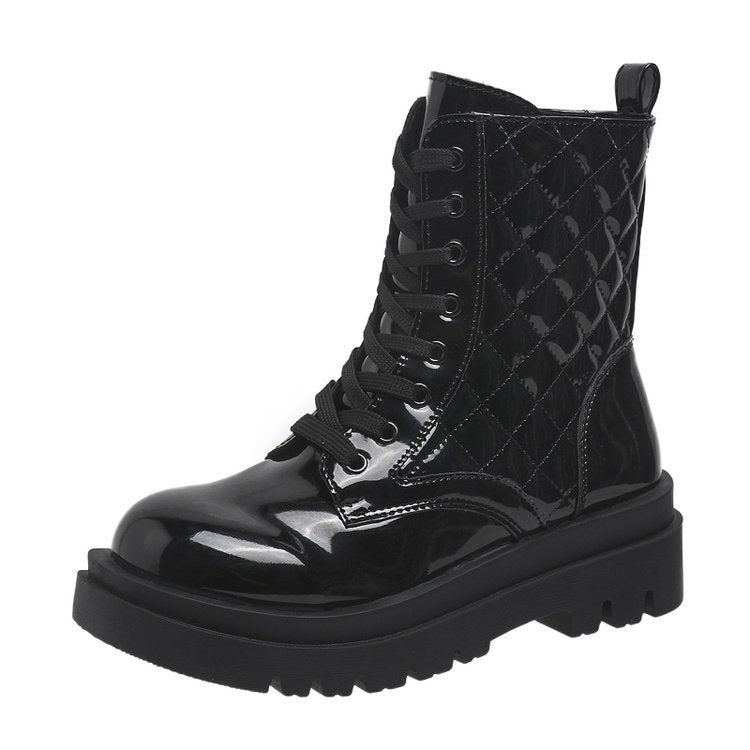 Barbara – Schnürstiefeletten mit Dickem Absatz und Minimalistischem Design