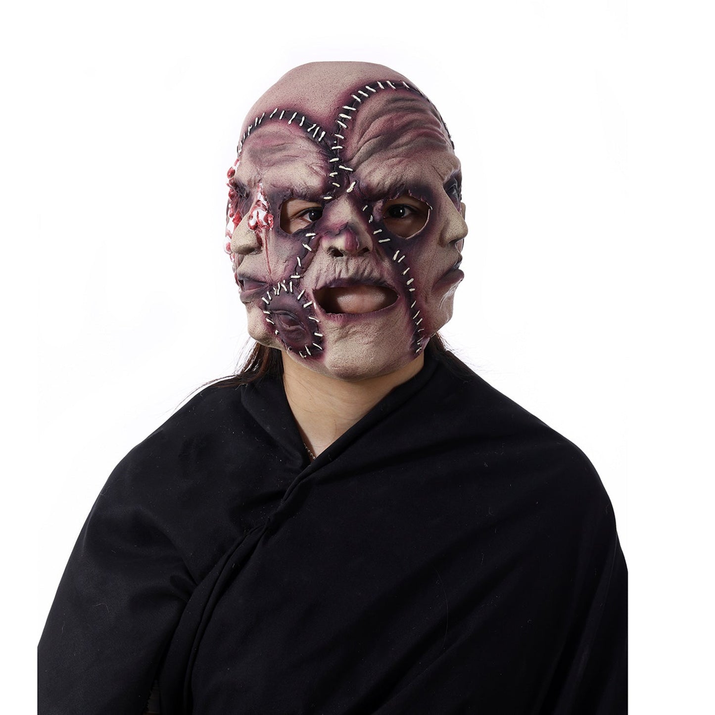 Halloween Horrormaske Drei-Seiten-Gesicht für Erwachsene – Gruselige Verkleidung für Kostümpartys & Deko