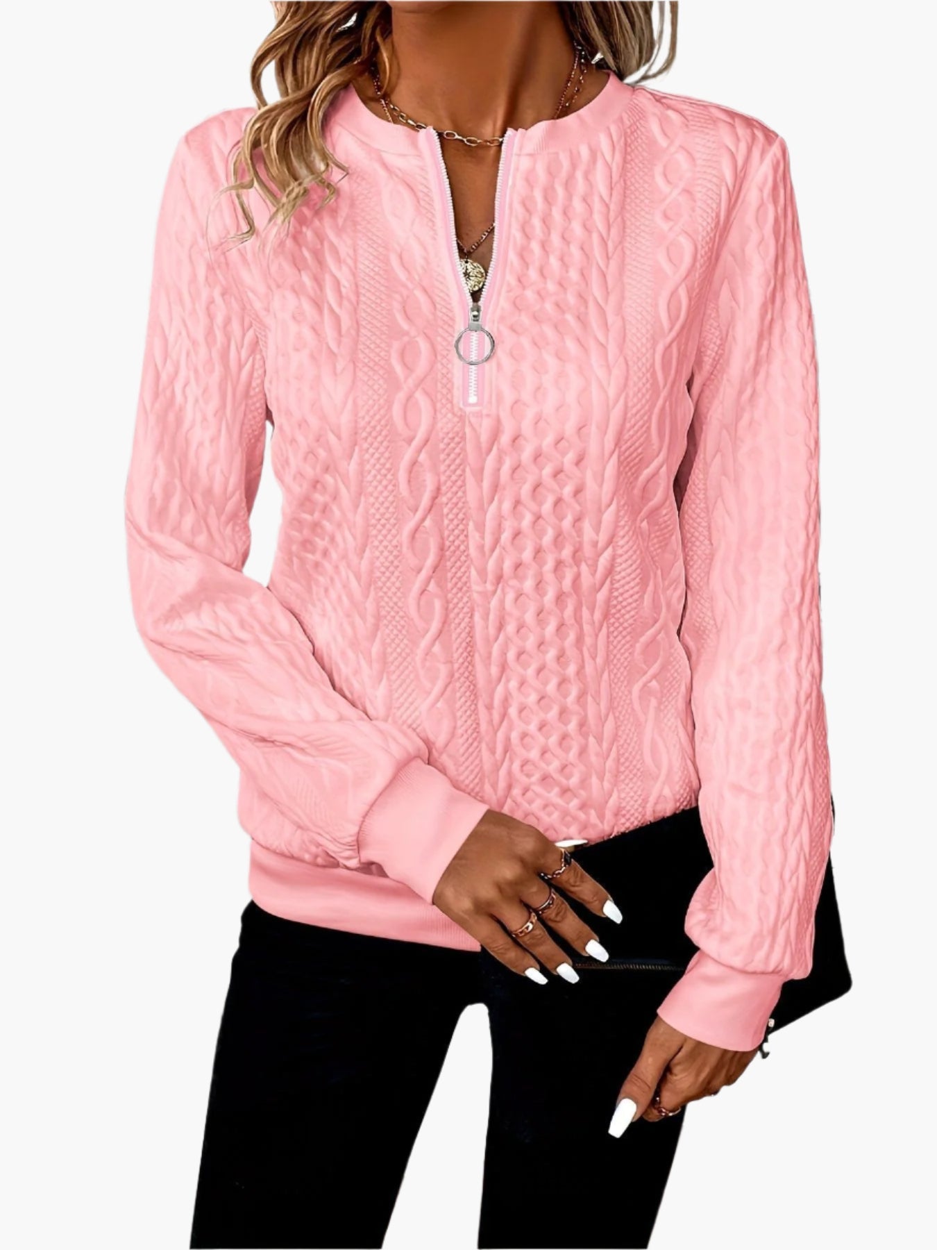 Damen Strickpullover mit Reißverschluss – Modischer Casual Look für Herbst und Winter