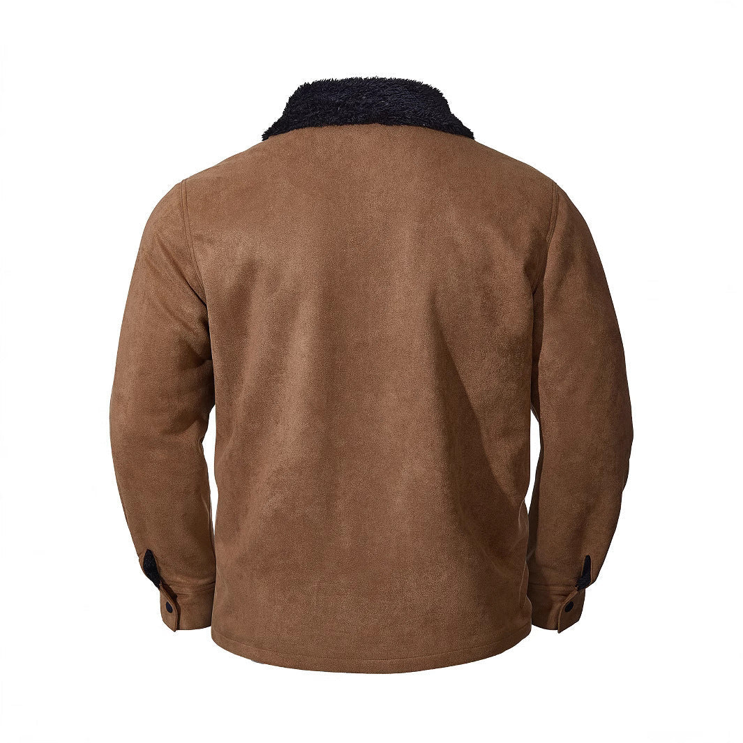 John – Lässiger Vintage-Herrenmantel aus Wildleder mit Revers