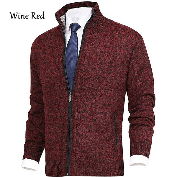Aidan – Solide Herrenstrickjacke mit Stehkragen