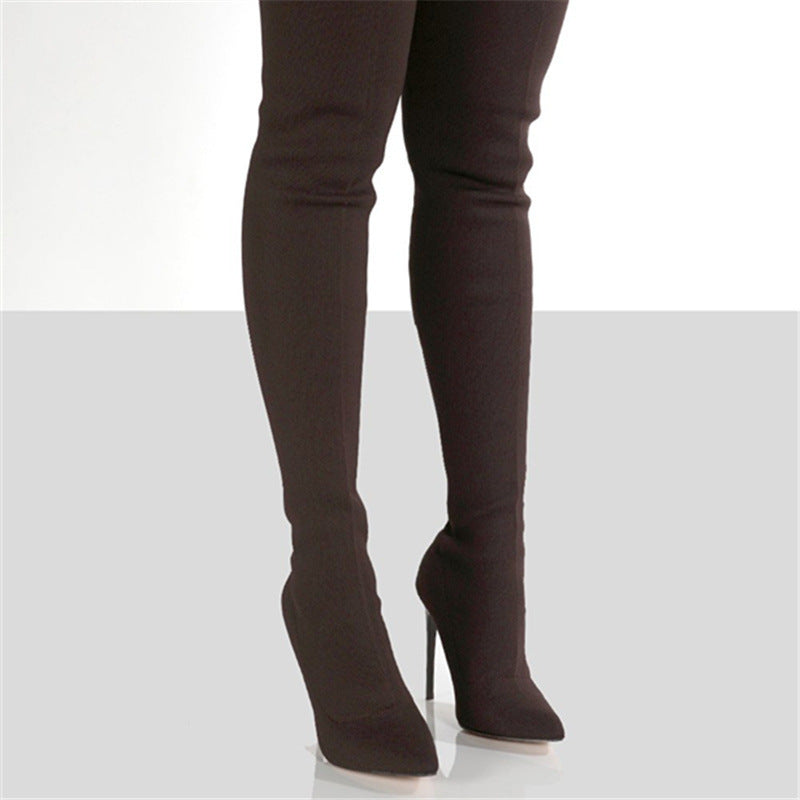 Mandy – Strickstiefel mit hohem Absatz über dem Knie