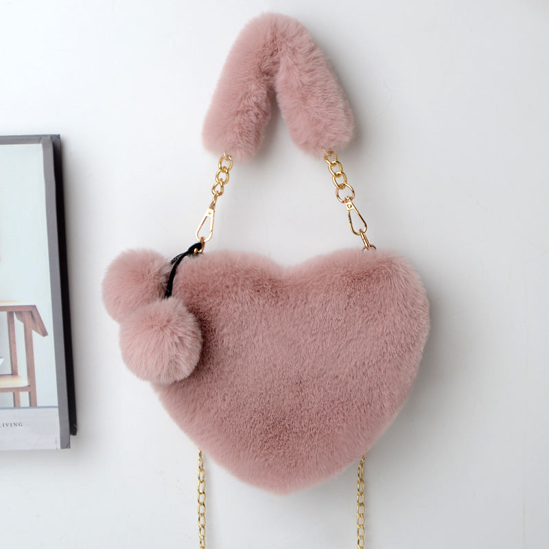 Phoebe – Herzformiger Plüsch-Handtasche für Damen