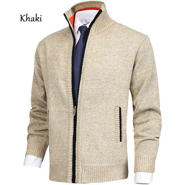 Aidan – Solide Herrenstrickjacke mit Stehkragen