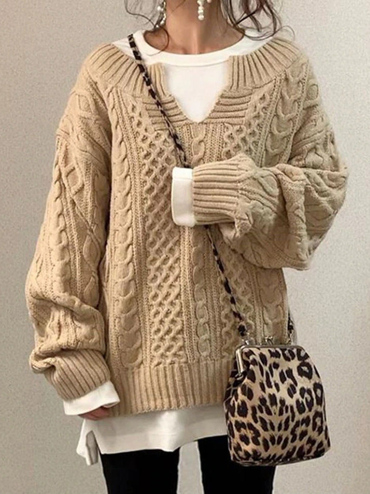 Linda – Lässiger Damenstrickpullover mit Leinenmuster