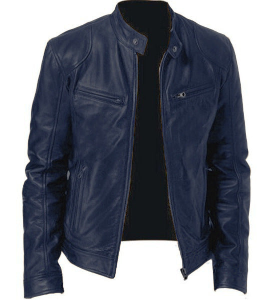 Reginald – Herrenjacke mit Stehkragen aus veganem Leder