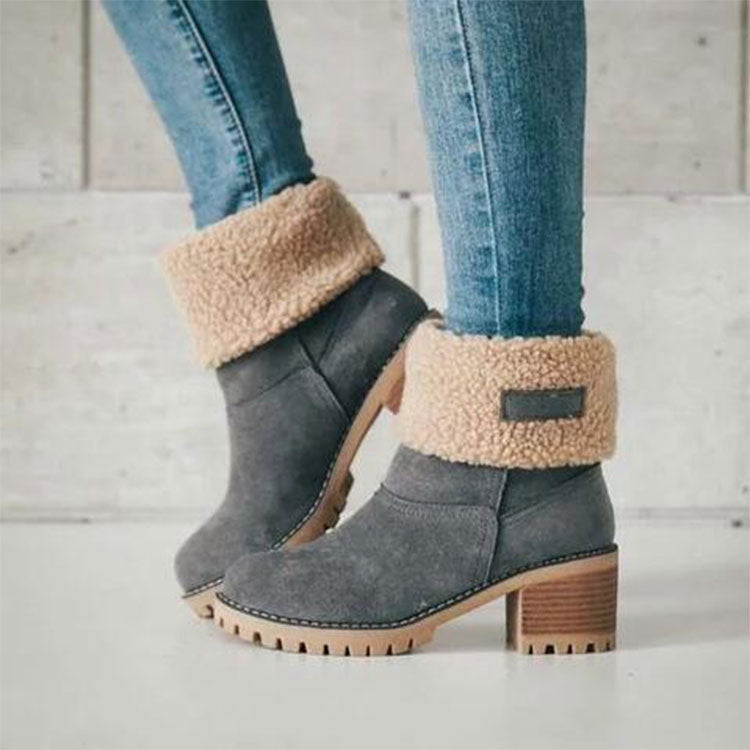 Tanya – Gefütterte Wildleder-Stiefeletten mit quadratischem Absatz