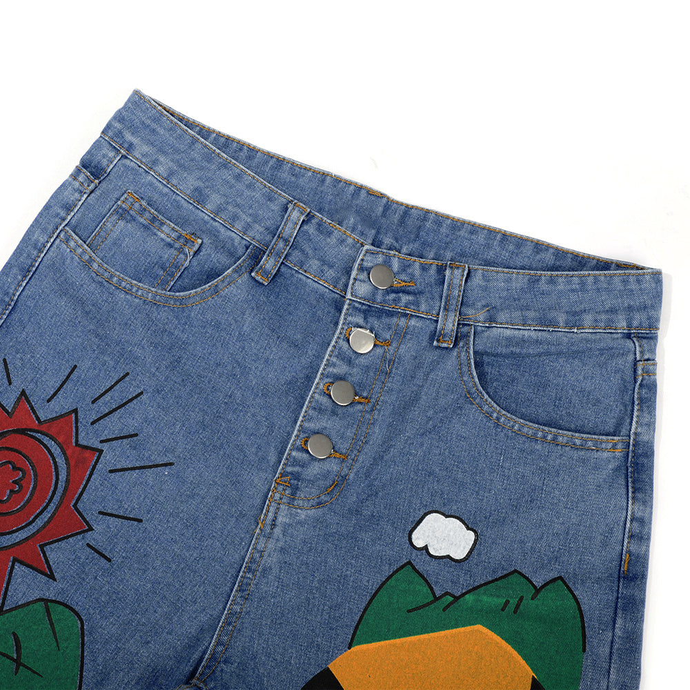 Lisa – Damen Jeans mit Cartoon-Print