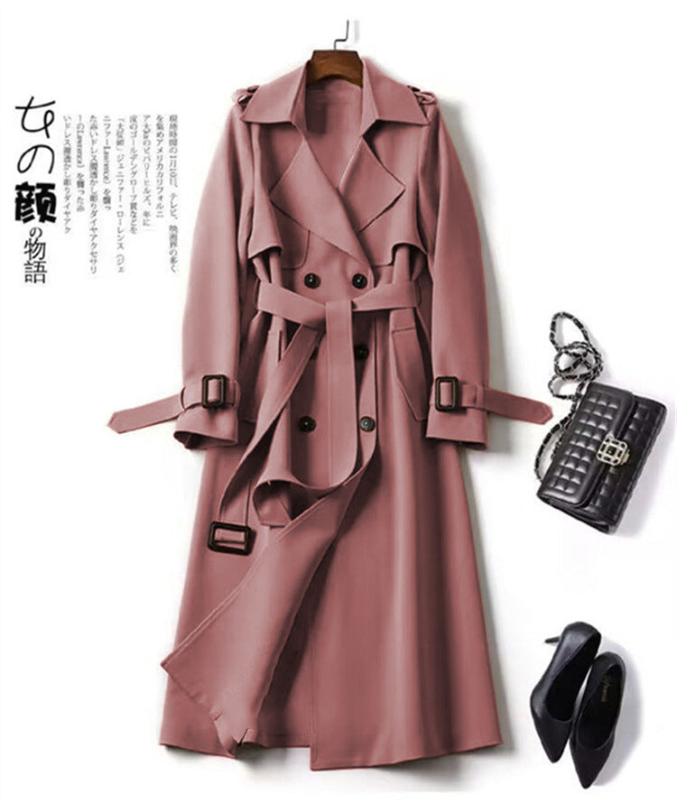 Zoe – Zweireihiger mittellanger Trenchcoat mit Bindegürtel