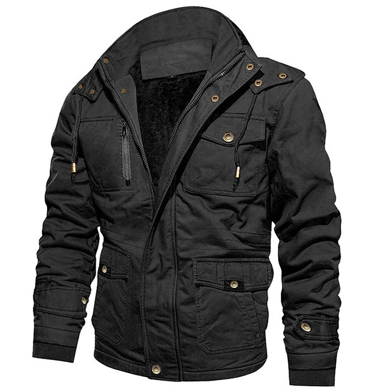Neil – Kapuzenjacke aus Baumwolle mit Vintage-Stil und Fleece-Futter