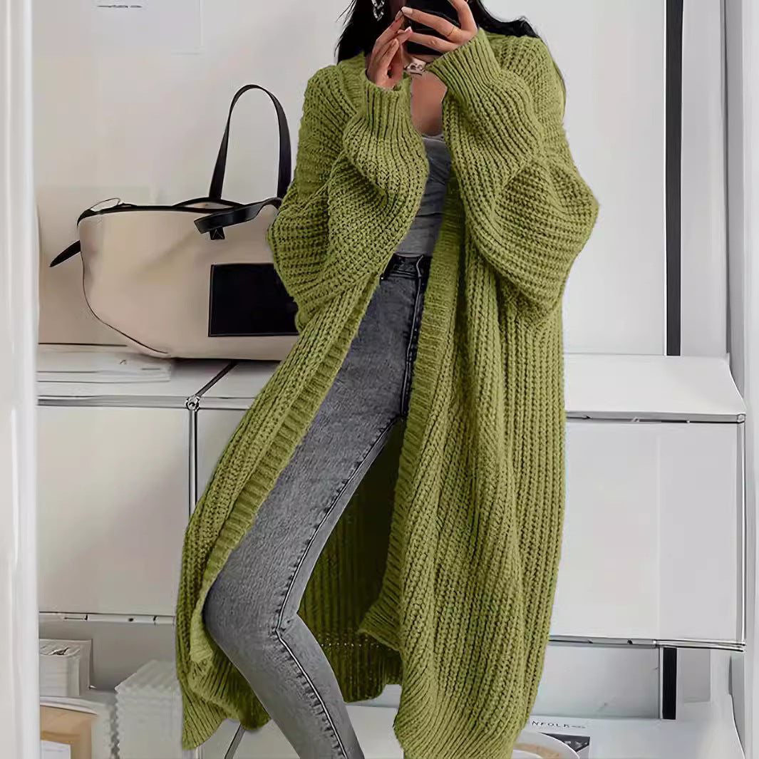Kathryn – Langer Strick-Cardigan mit Taschen und Laternenärmeln