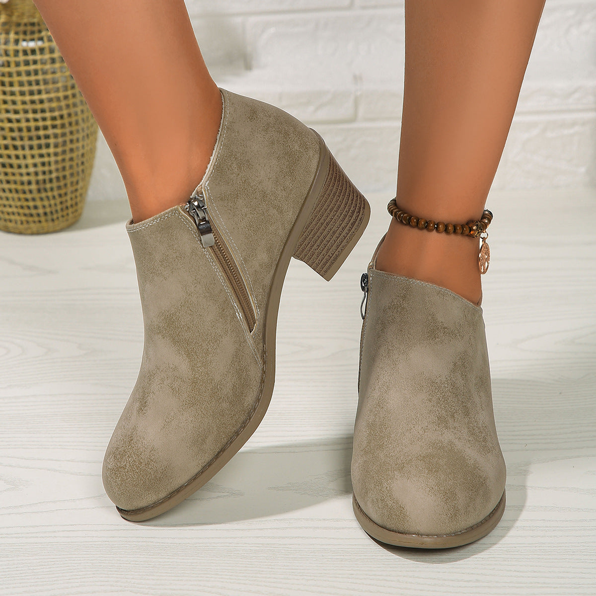 Catherine – Stilvolle Damenstiefeletten mit Blockabsatz und Reißverschluss