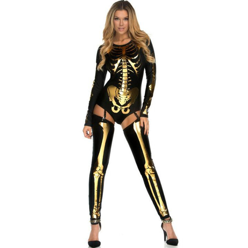 Damen Halloween Skelett Kostüm Body für Party & Verkleidung