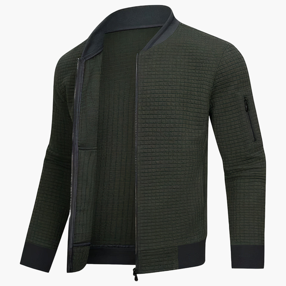 Herren Bomberjacke Modern Minimalistisch Freizeitjacke – Stilvolles Rasterdesign für Alltag und Freizeit
