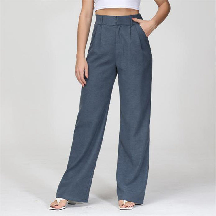 Kate – Weite Damenhose mit Hohem Bund und Taschen