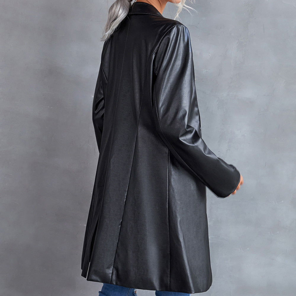 Jean – Schlanker Damen-Leder-Windbreaker-Blazer