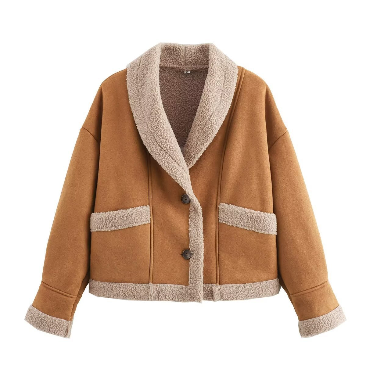 Natalie – Wollmantel mit Taschen, Wintermode aus Wildleder für Damen
