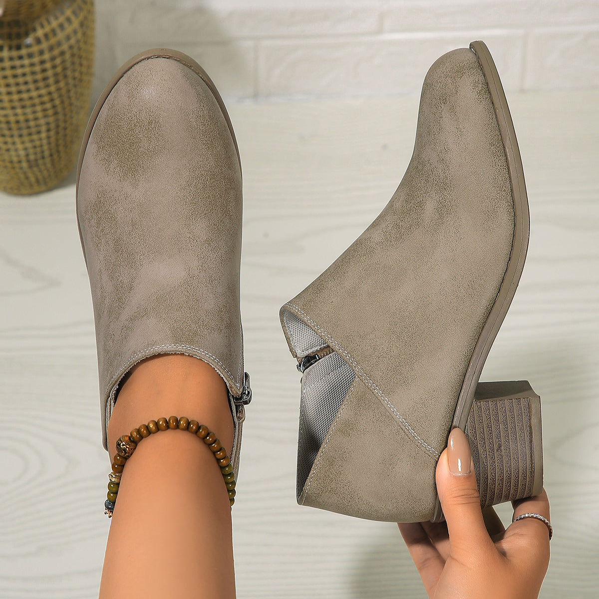 Catherine – Stilvolle Damenstiefeletten mit Blockabsatz und Reißverschluss