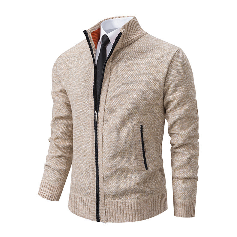 Aidan – Solide Herrenstrickjacke mit Stehkragen