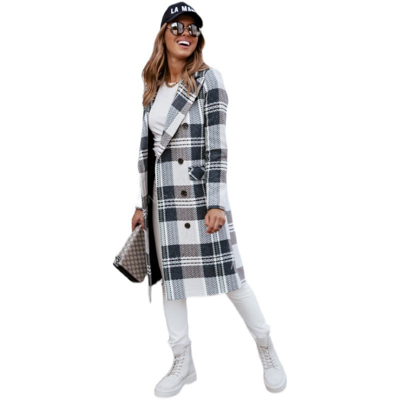 Brenda – Wollmantel mit Karo-Muster