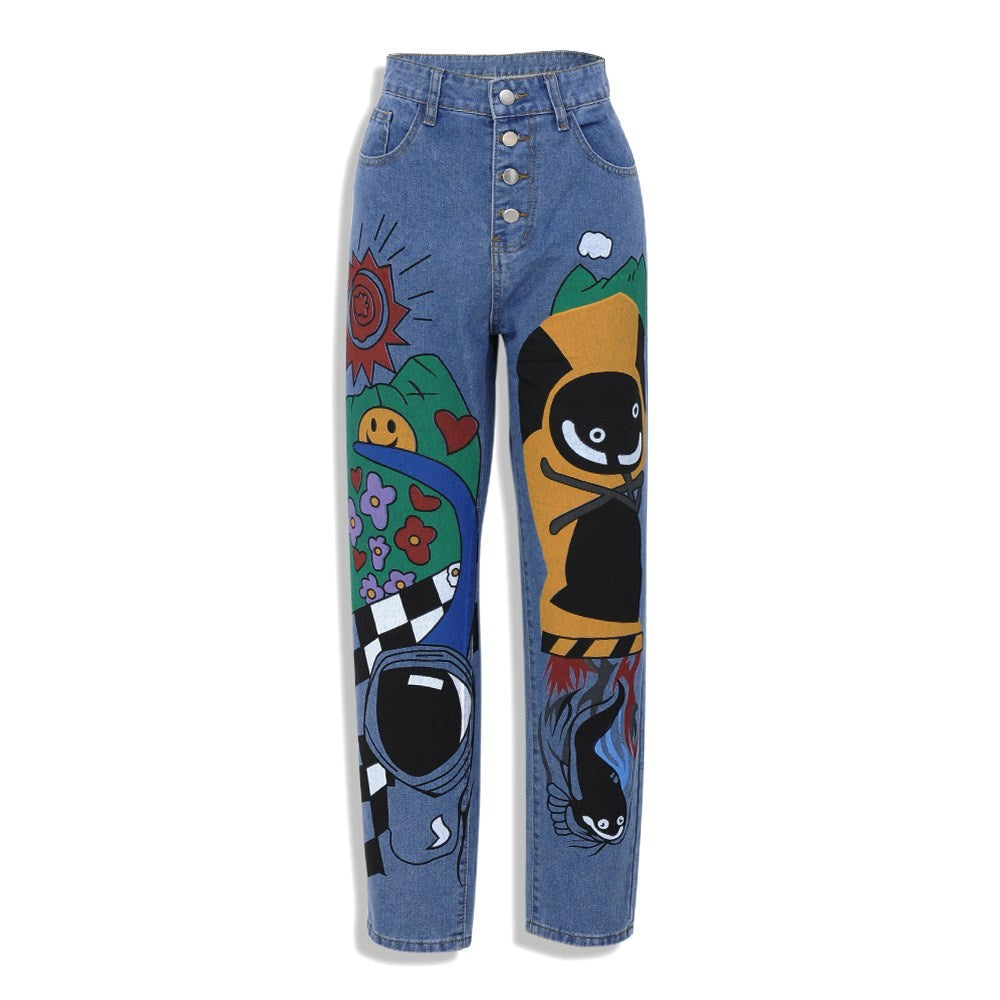 Lisa – Damen Jeans mit Cartoon-Print