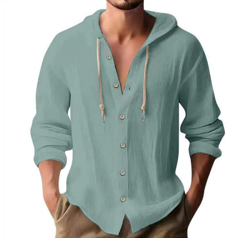 Andy – Kapuzenpullover aus Baumwolle und Leinen mit Knopfleiste
